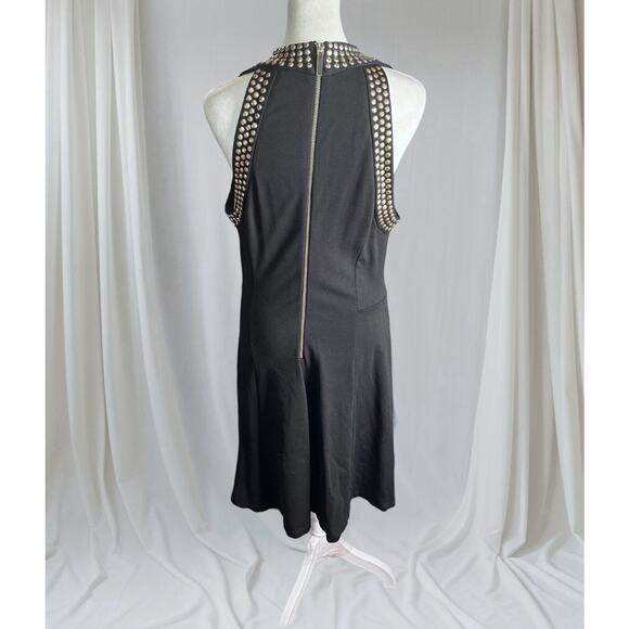 Carmen Marc Valvo Black Studded Midi Dress Sz L Cocktail Party Glam Evening Chic - Picture 7 of 9